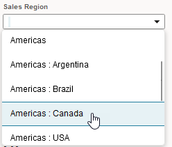 Sample segment field selection list.