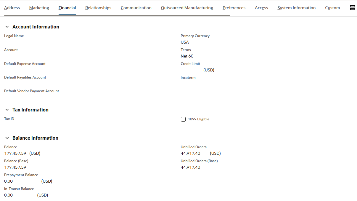 Sample form with fields on subtab organzied into groups.