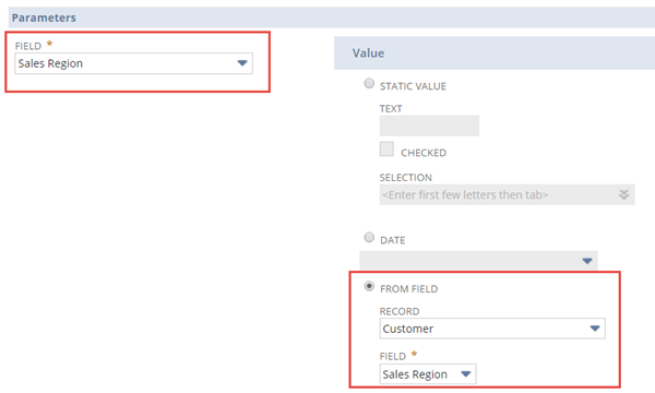 Example of setting segment field values.