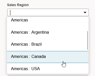 Sample segment values list.