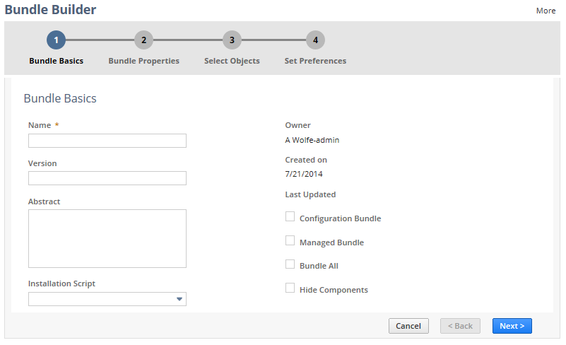 Bundle Builder Bundle Basics page