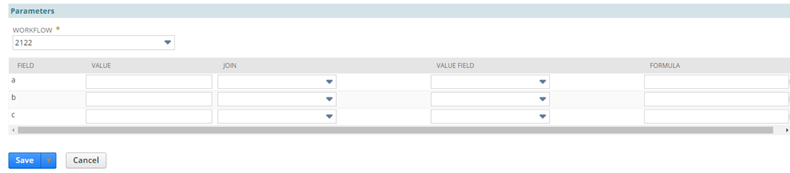 Parameters section fields