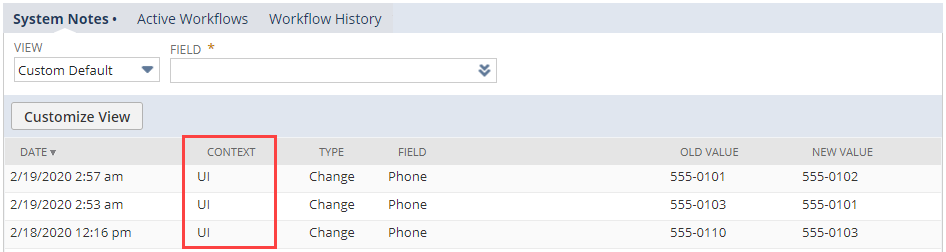 Exectuion context in system notes.