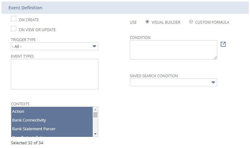 Contexts field in a Suiteflow workflow.