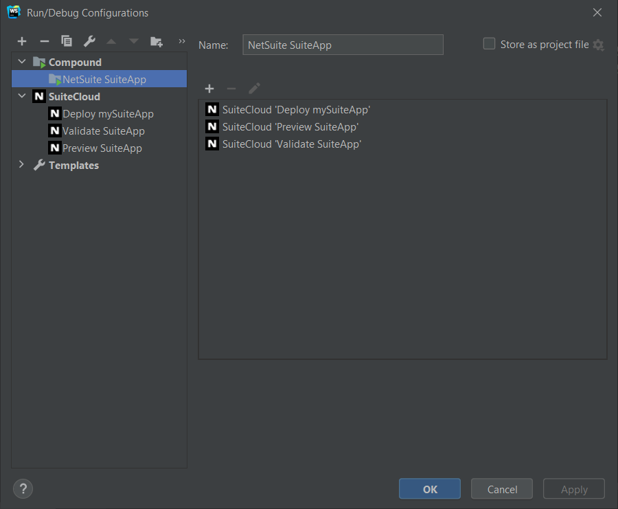 Run/Debug Configurations window Compound item expanded.