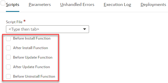 Entry points on Script page for bundle installation script.