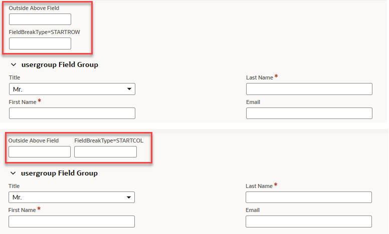Outside with FieldBreakType=StartRow and Outside with FieldBreakType=None layout options highlighted.