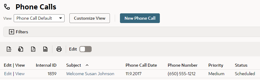Custom module script results verification that a phone call was scheduled to welcom the new employee.