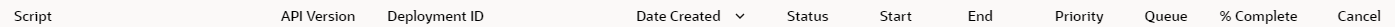 Scheduled script status page columns.