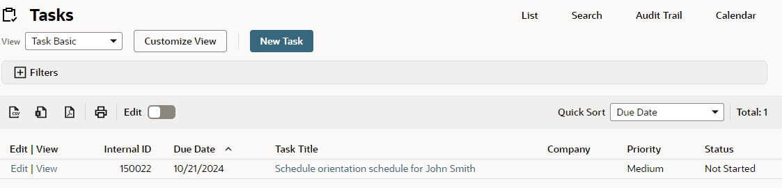 Resulting task created and assigned.