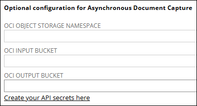OCI configuration fields required for asynchronous requests.