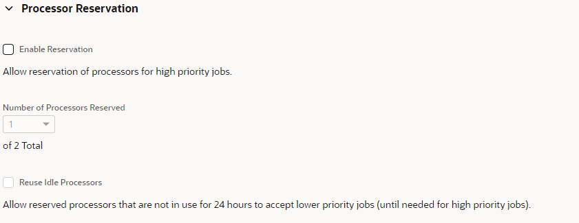 Processor Reservation fields