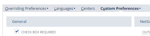 The Custom Preferences tab with Check Box Required checked.