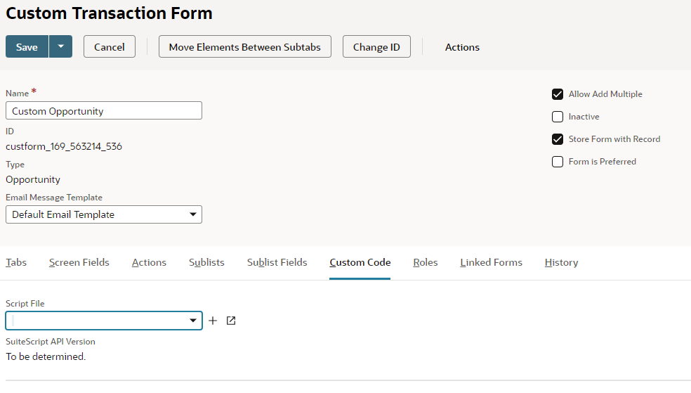 The Custom Code tab on entry and transaciotn forms.