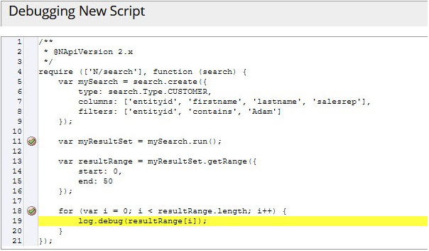 Script Debugger stopped on line following a break point.