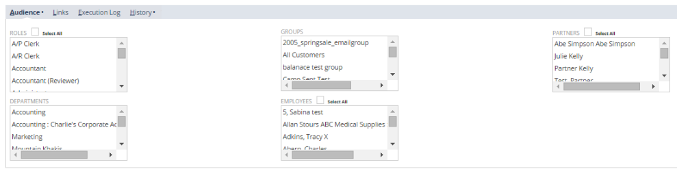 The Script Deployment page Audience tab.