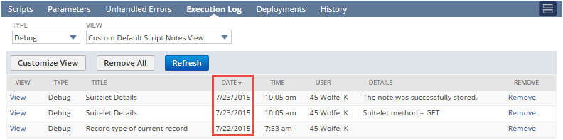 Script execution log page for Request Limit Exceeded errors on RESTlet scripts.