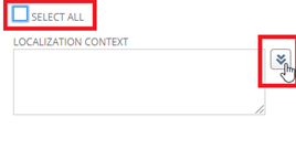 Localization Context with Select All field and down arrow highlighted.