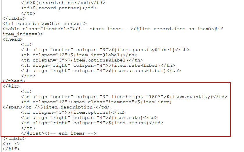 Advanced PDF/HTML Templates sample code for adding striping to a line items table.