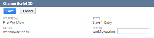 A portion of the Change Script ID window showing the new script ID field.