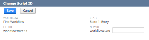 A portion of the Change Script ID window showing the new script ID field.