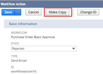 A portion of the workflow diagrammer with the Make Copy button highlighted.