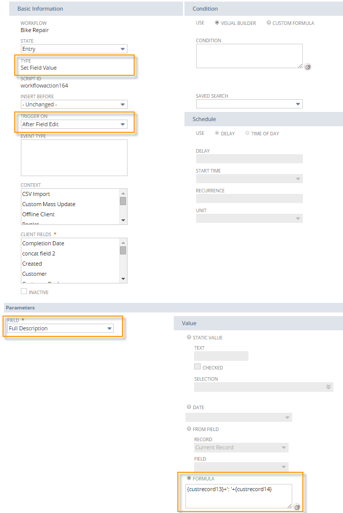 An example of a workflow that shows a Set Field Value action that is set to execute on the After Field Edit trigger.