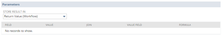 A screenshot of the Workflow Action script being set to be stored in Return Value (Workflow) field.