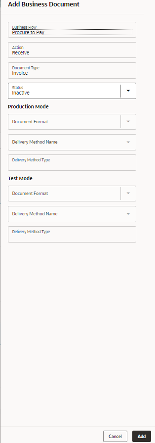 A screenshot of adding business document on OBN.