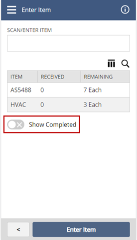 Show Completed toggle off
