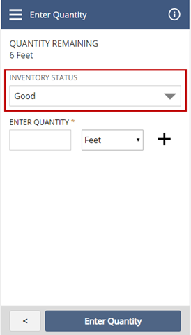 Inventory Status dropdown field