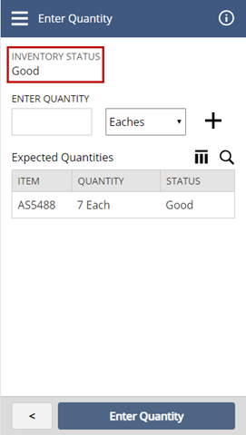 Inventory Status display field