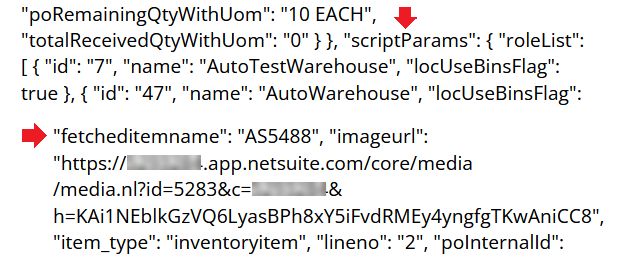 scriptParams object data