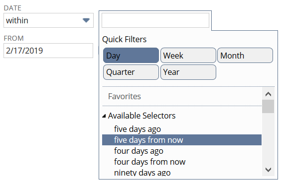 Set date filters