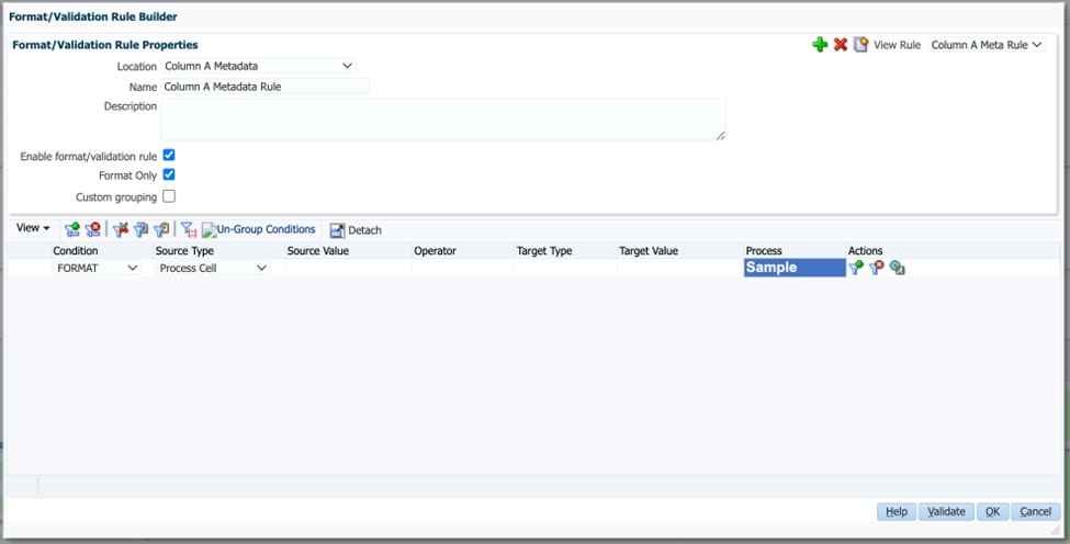 Image showing format-only rule properties in the rule builder
