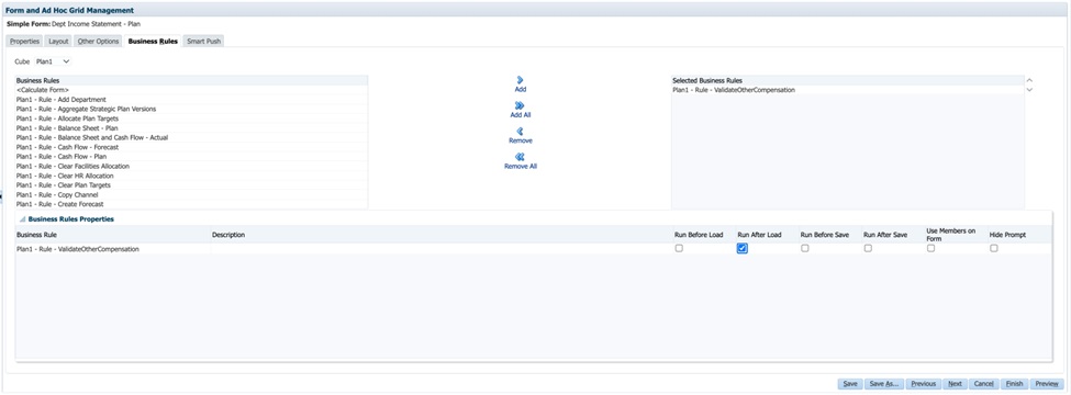 Image showing the Groovy rule on the Business Rules tab of the form builder