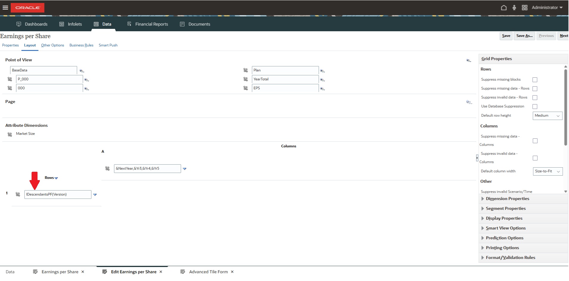 Screen shot of the IDescendantsPF function used in Forms Designer