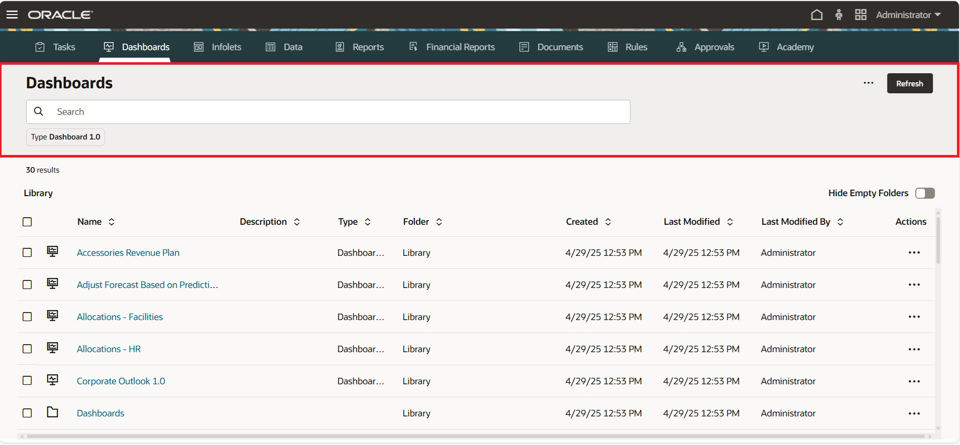 Standardized artifact page with the header region highlighted