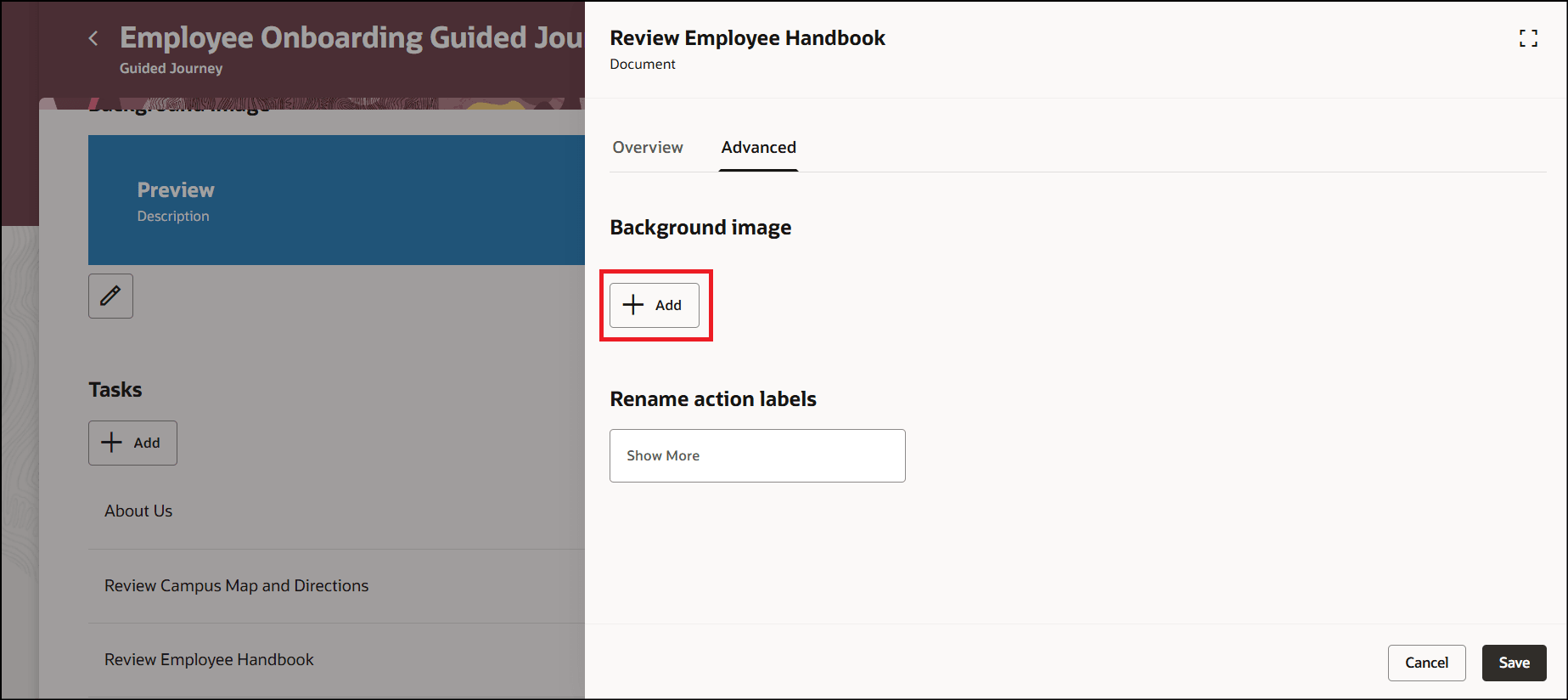 Add Background Image for Guided Journey Task