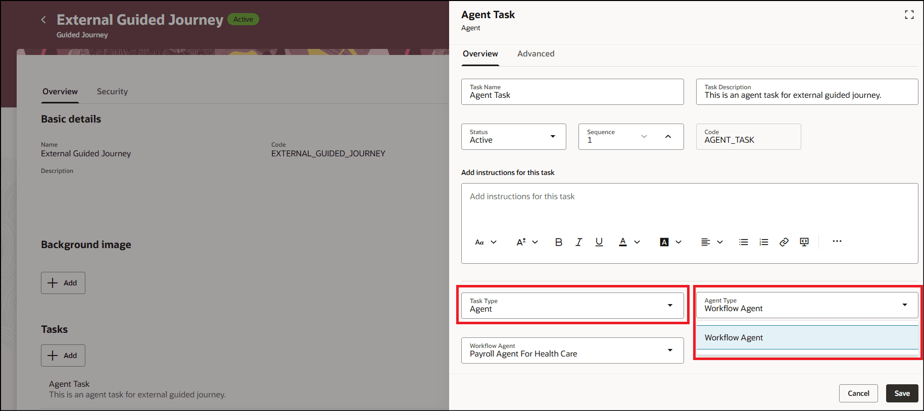 Agent Task Type with Only Workflow Agent Type