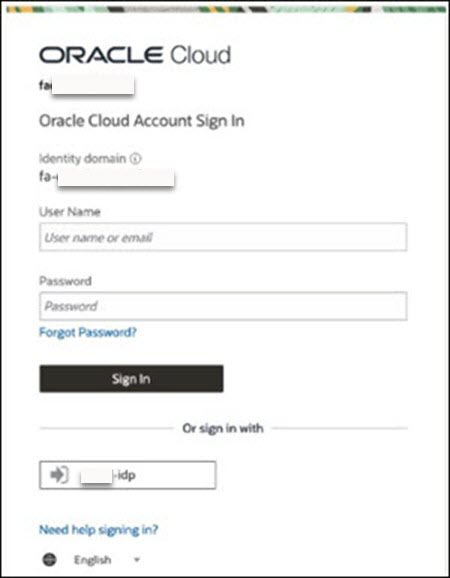 Sign in page with OCI IAM federated SSO before UI change