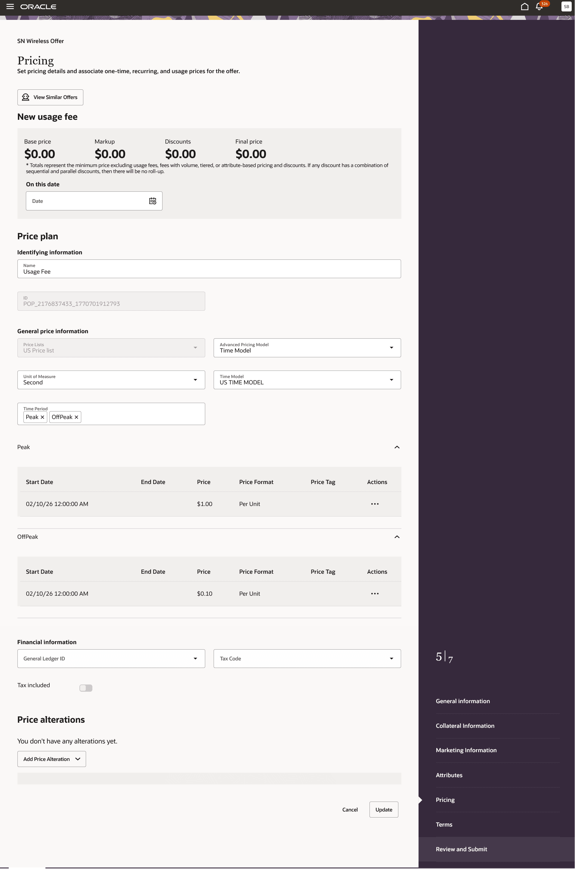 Time of the day pricing