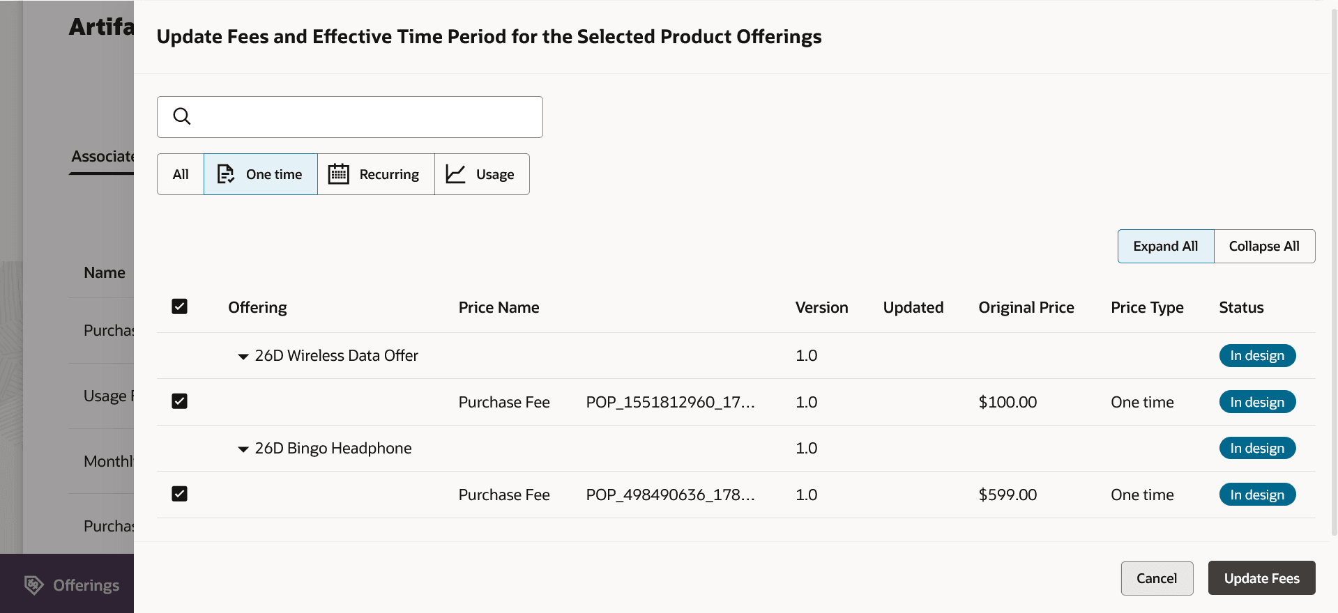Bulk update of price of a price list