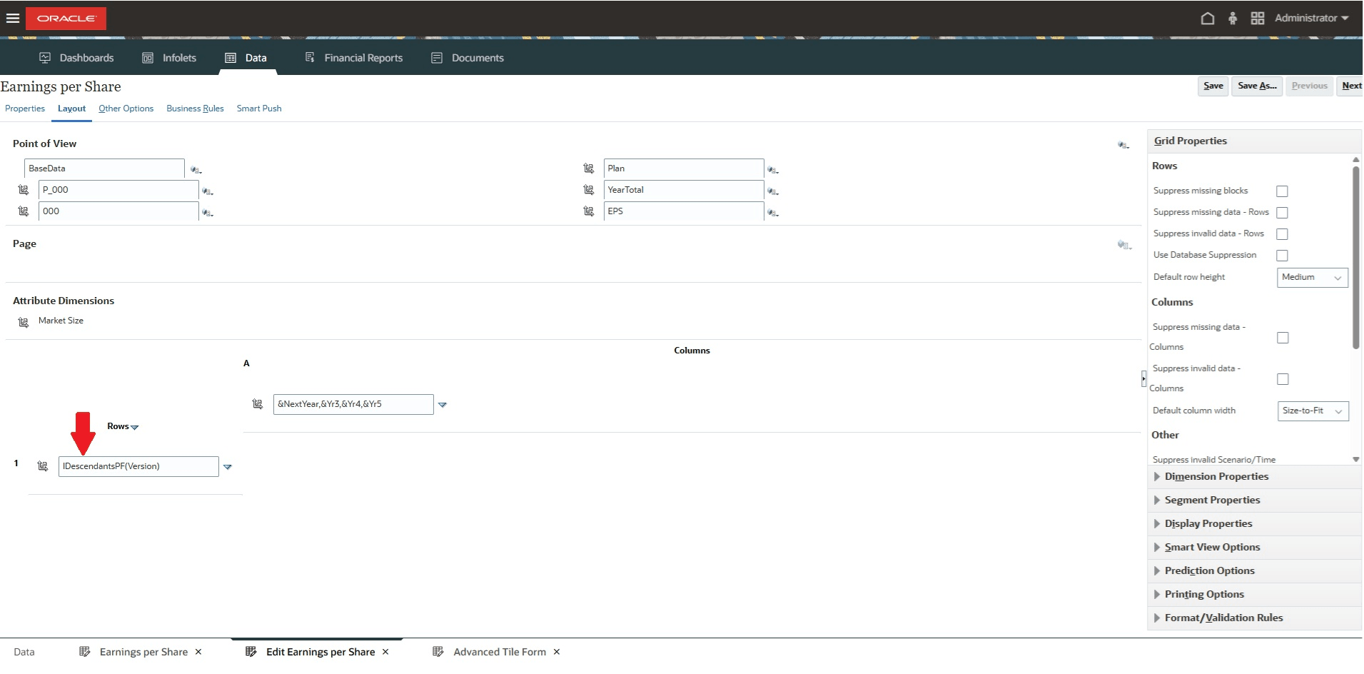 Screen shot of the IDescendantsPF function used in Forms Designer