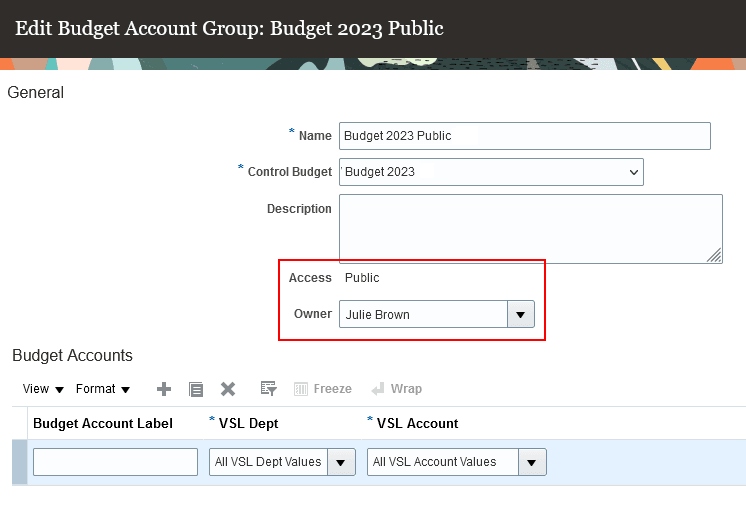 Budget Account Group with Public Access
