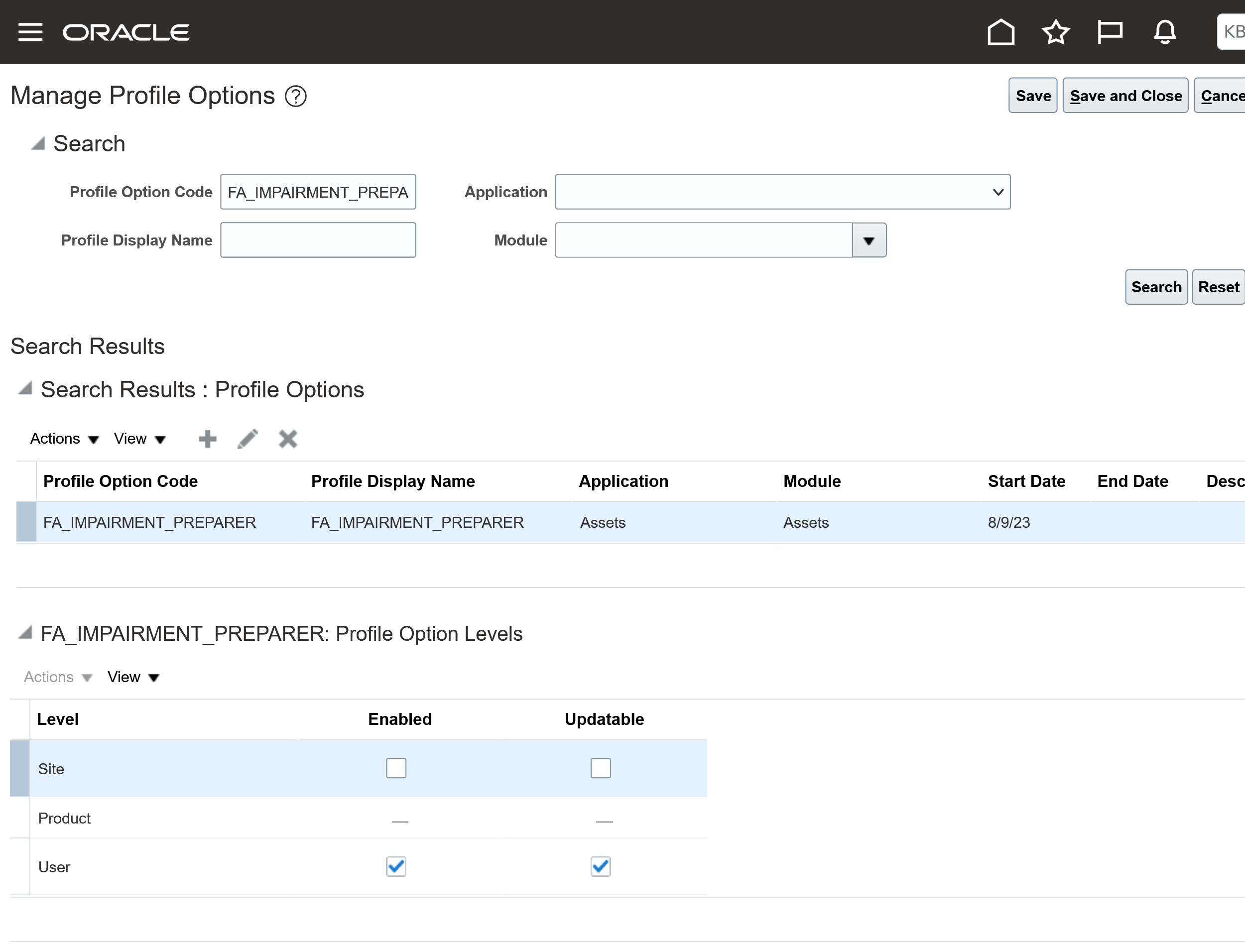 Profile Option Code: FA_IMPAIRMENT_PREPARER and check enabled and updatable check boxes