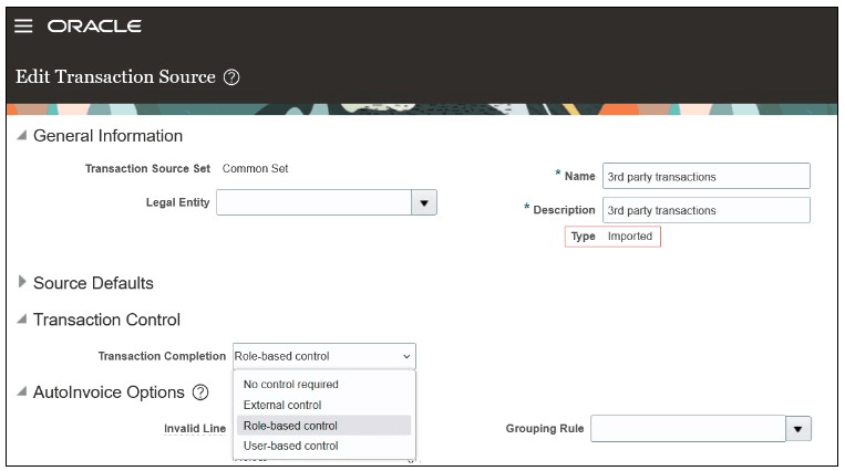 Transaction Source setup