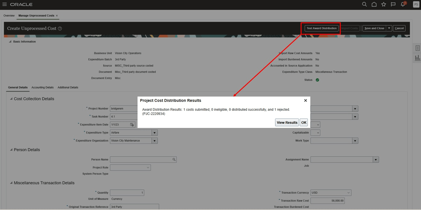 Manage Project Costs Simulation