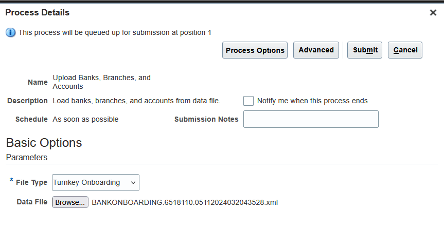 Upload Banks, Branches and Accounts