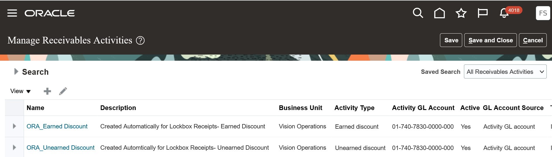 Manage Receivables Activities